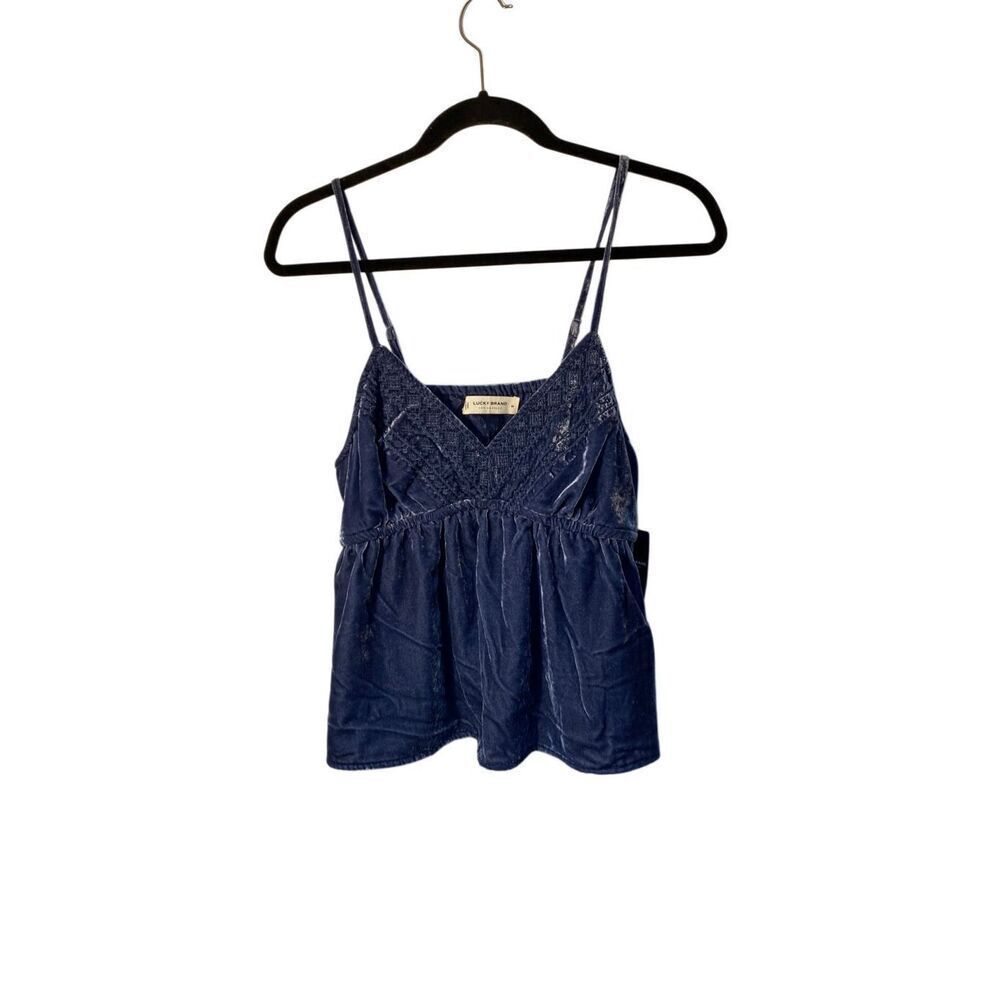 NWT lucky brand women’s BoHo fairy grunge blue velvet festival top M